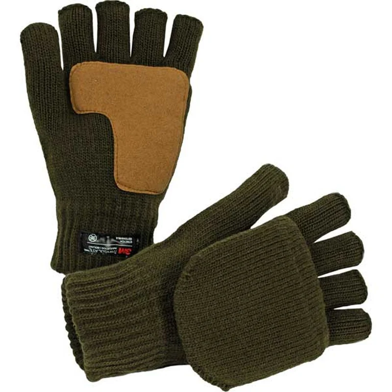 SKOGEN® Strick-Handschuh oliv Thinsulate ohne Fingerkuppen + Fäustel