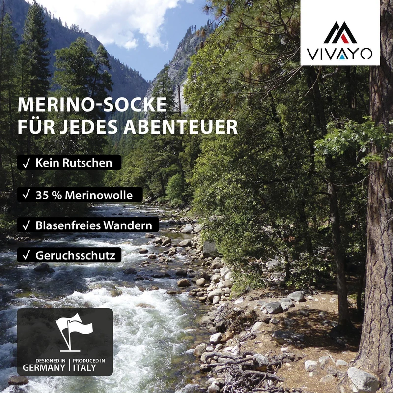 VIVAYO Trekkingsocke Merino 22-4100-03 anthrazit 3er Pack Funktionssocke