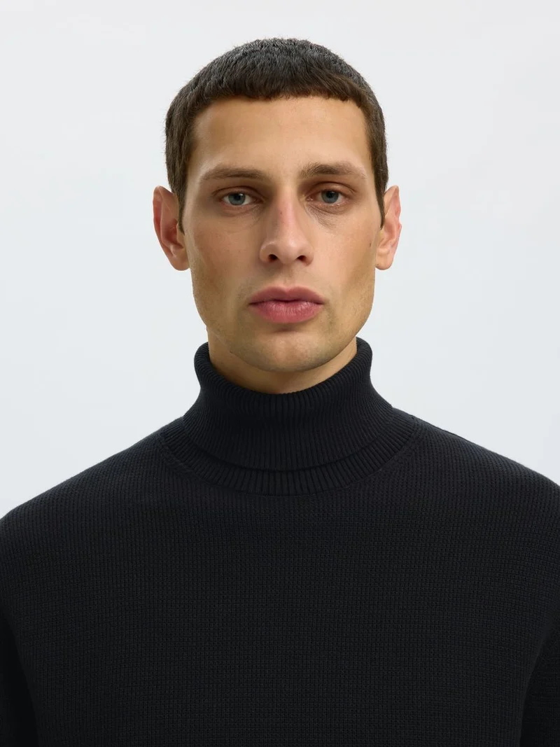 SLHDANE LS KNIT STRUCTURE ROLL NECK