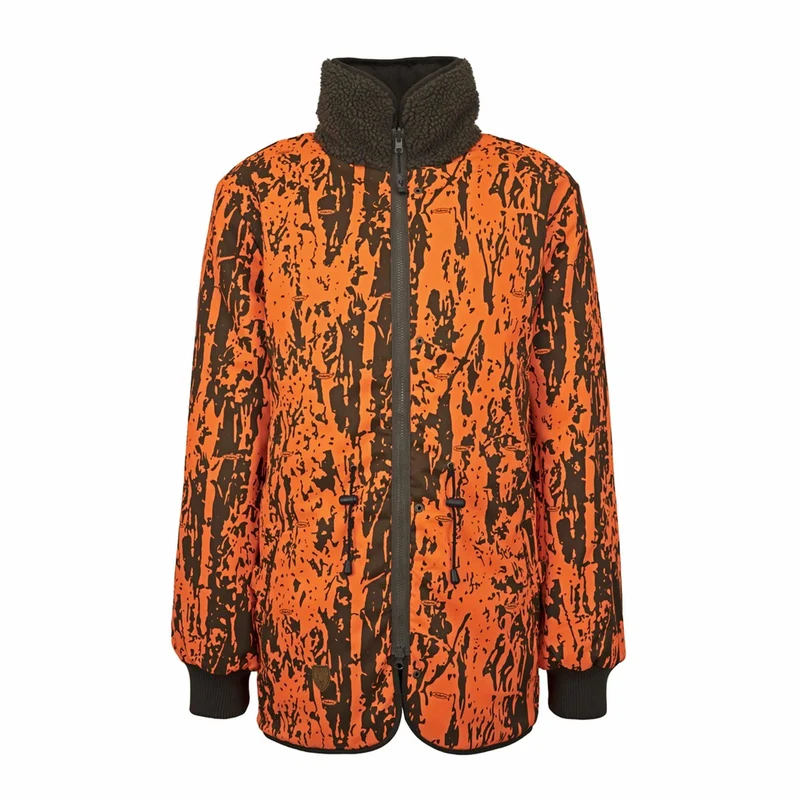 HUBERTUS Herren Warn-Wende-Faserpelzjacke DRÜCKJAGD oliv/orange-camo