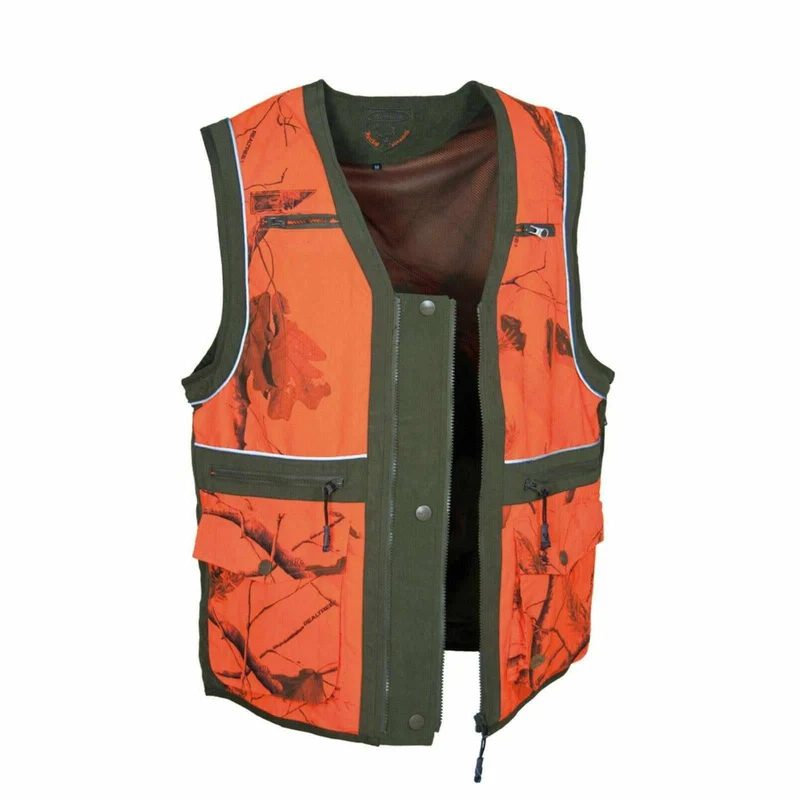 HUBERTUS Warnweste orange blaze / oliv Drückjagdweste Mulitifunktion Jagdweste