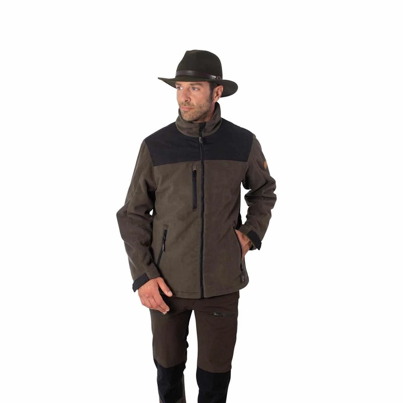 HUBERTUS Herren Blouson WINDBLOCKER Fleecejacke oliv/braun Jagdjacke