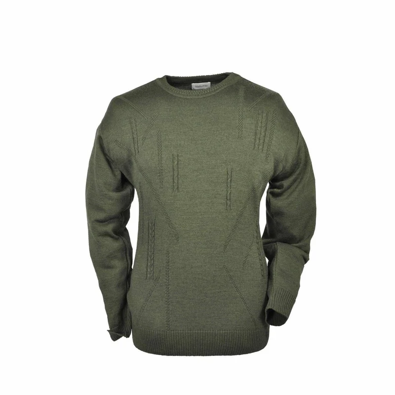 HUBERTUS Pullover Rundhals Herrenpullover Jagdpullover Mischgewebe oliv-grün