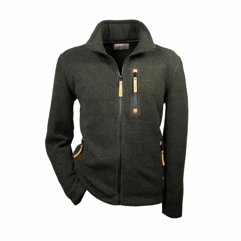HUBERTUS Herren Funktions Strickfleece Jacke oliv Midlayer