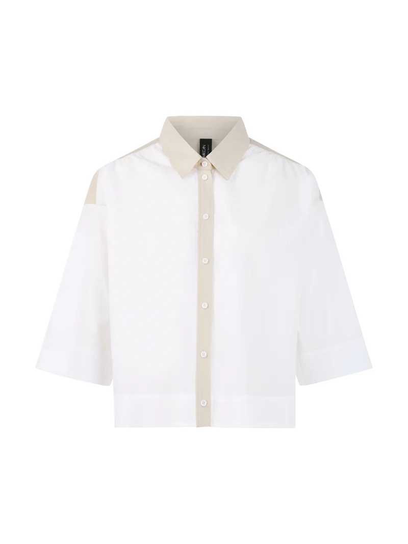Baumwoll-Kurzbluse mit Kontrast-Details
