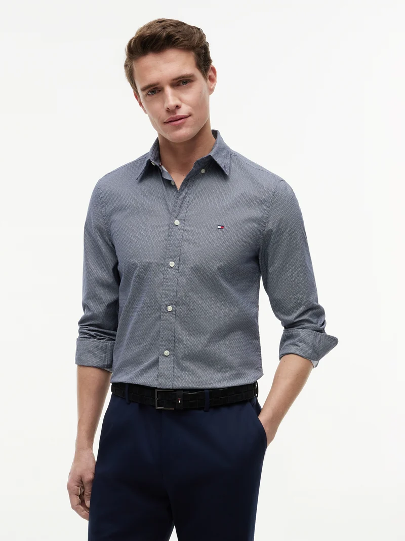 Flex Poplin Hemd mit Micro-Print
