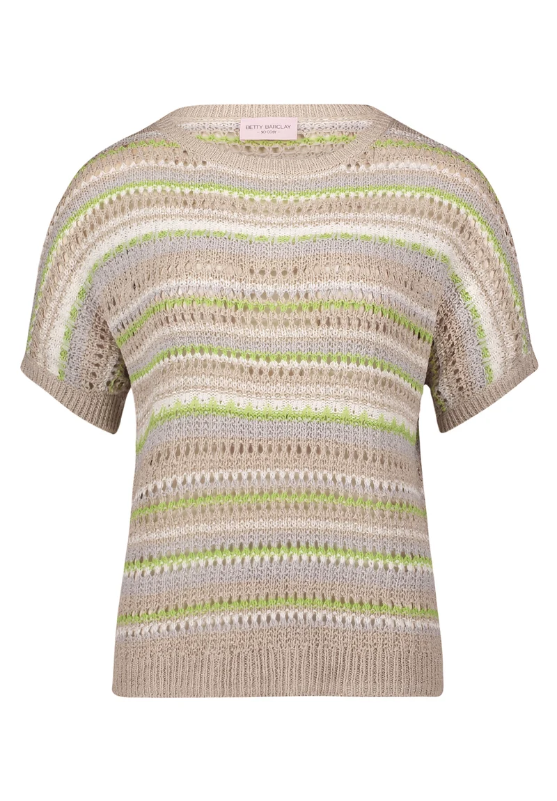 Lochstrick-Pullover mit Streifenmuster