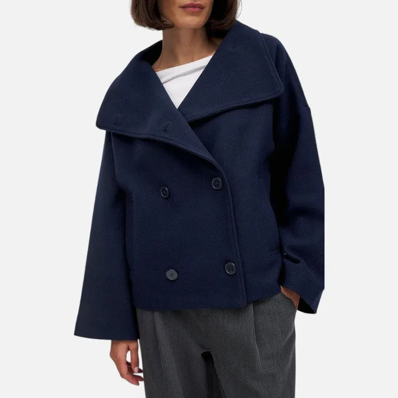 Damen Wollmix Kurzmantel mit Doppelreiher
