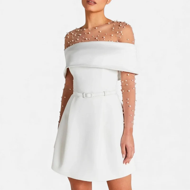 Schulterfreies Cocktailkleid Damen mit elegantem Faltendetail