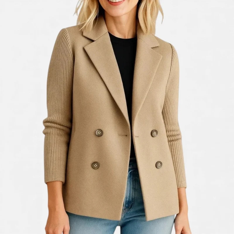 Damen Strickblazer mit Strukturärmeln
