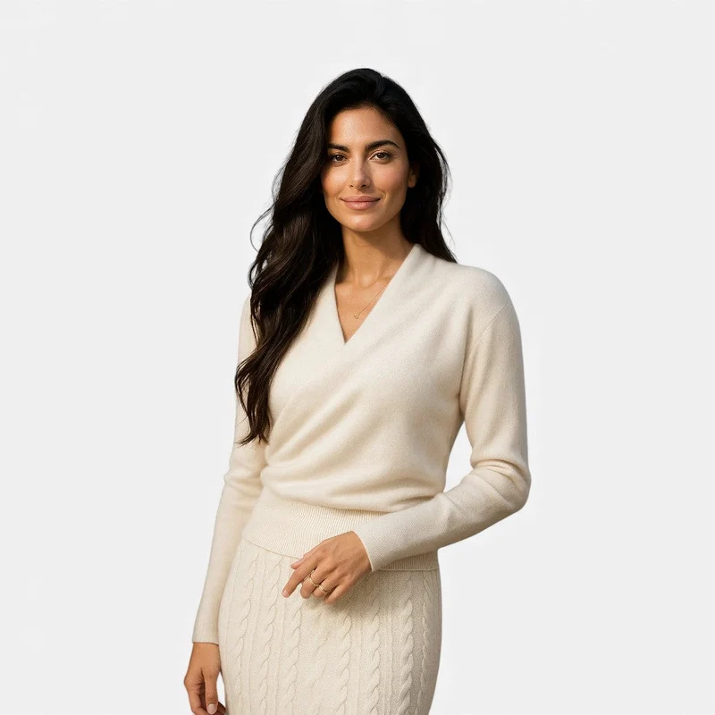 Damen Wickelpullover aus Kaschmir