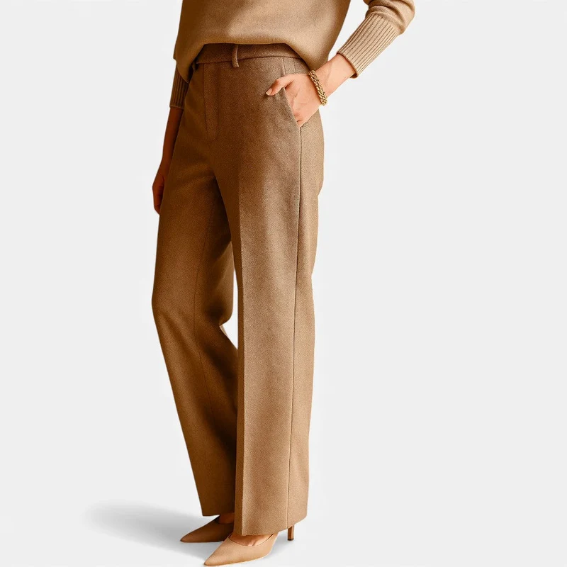 Damen Stoffhose mit Fischgrätenmuster