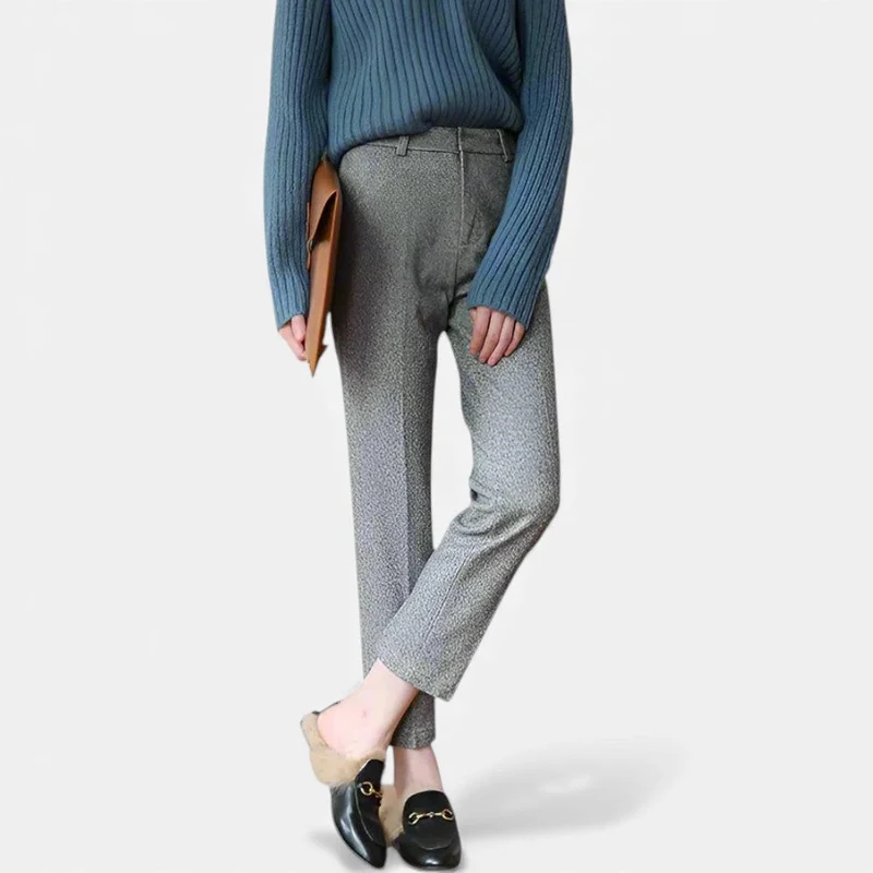 Damen Stoffhose mit Fischgrätenmuster