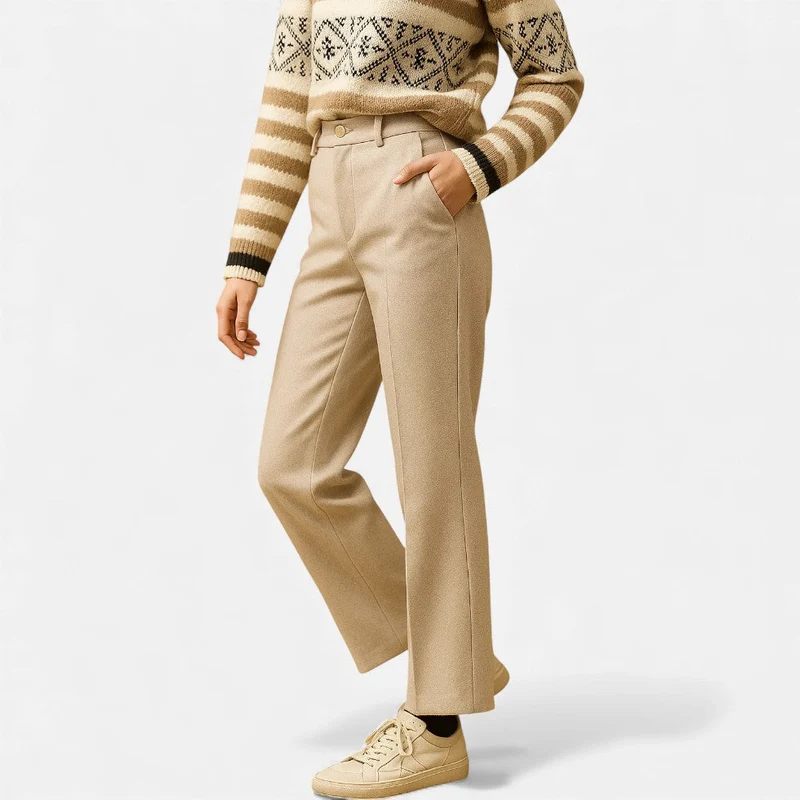 Damen Stoffhose mit Fischgrätenmuster