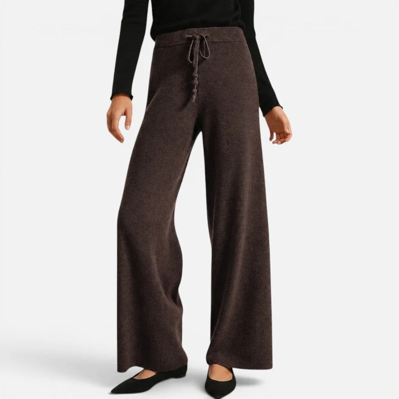 Damen Kaschmir Strickhose mit weitem Bein