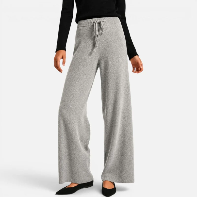 Damen Kaschmir Strickhose mit weitem Bein