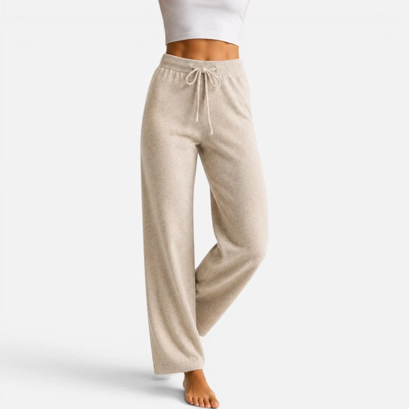 Damen Kaschmir Strickhose mit weitem Bein