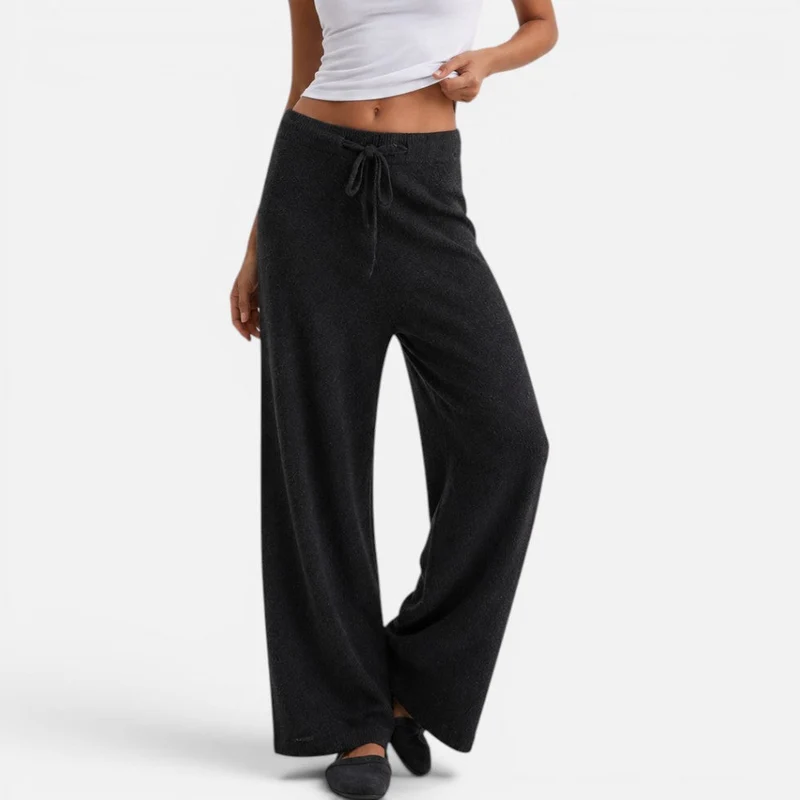 Damen Kaschmir Strickhose mit weitem Bein