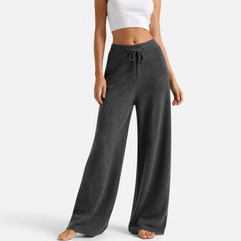 Damen Kaschmir Strickhose mit weitem Bein