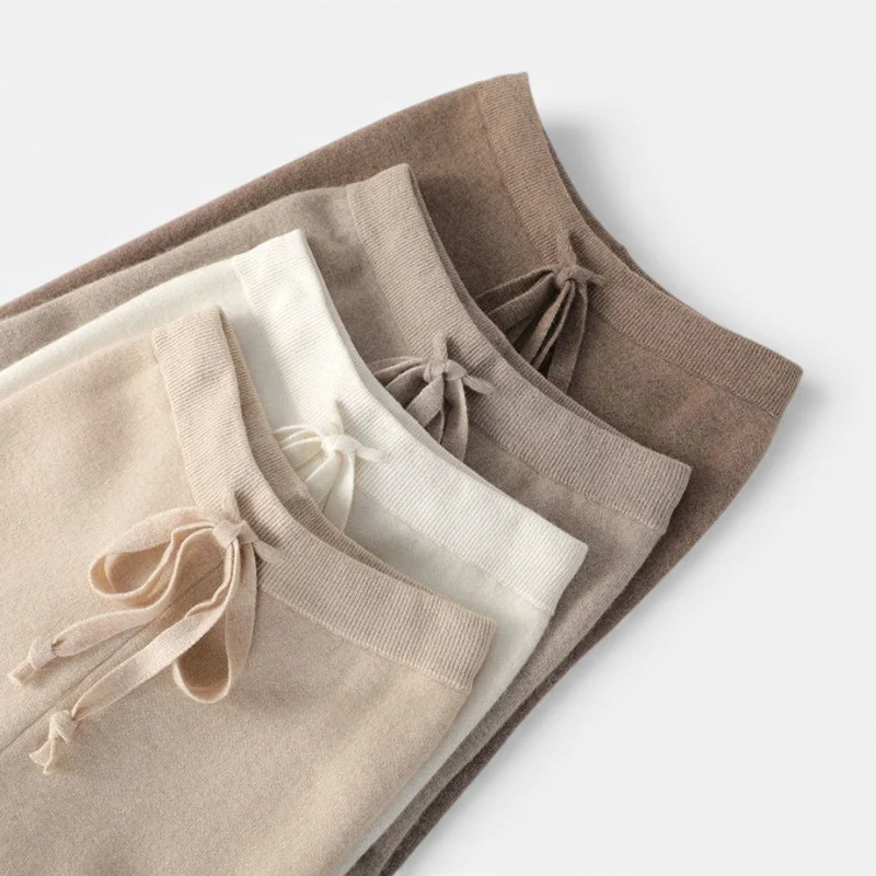 Damen Kaschmir Strickhose mit weitem Bein