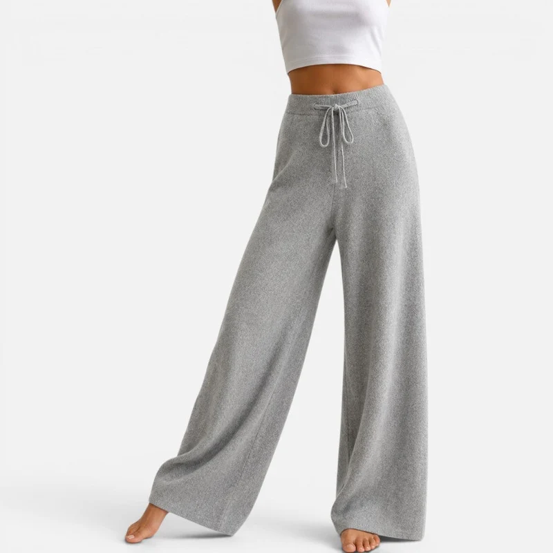 Damen Kaschmir Strickhose mit weitem Bein