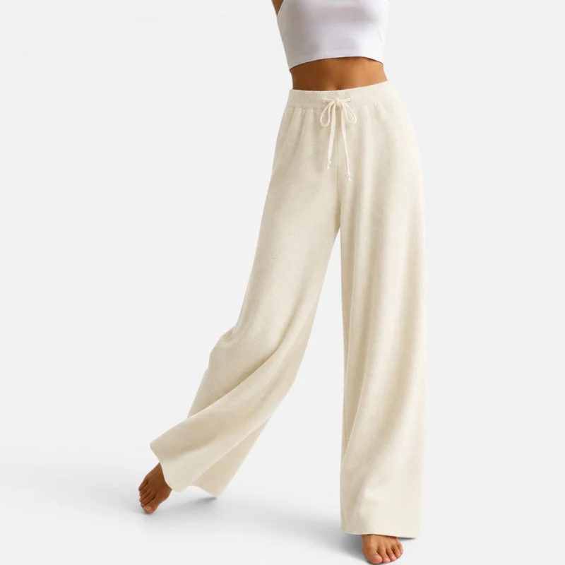Damen Kaschmir Strickhose mit weitem Bein