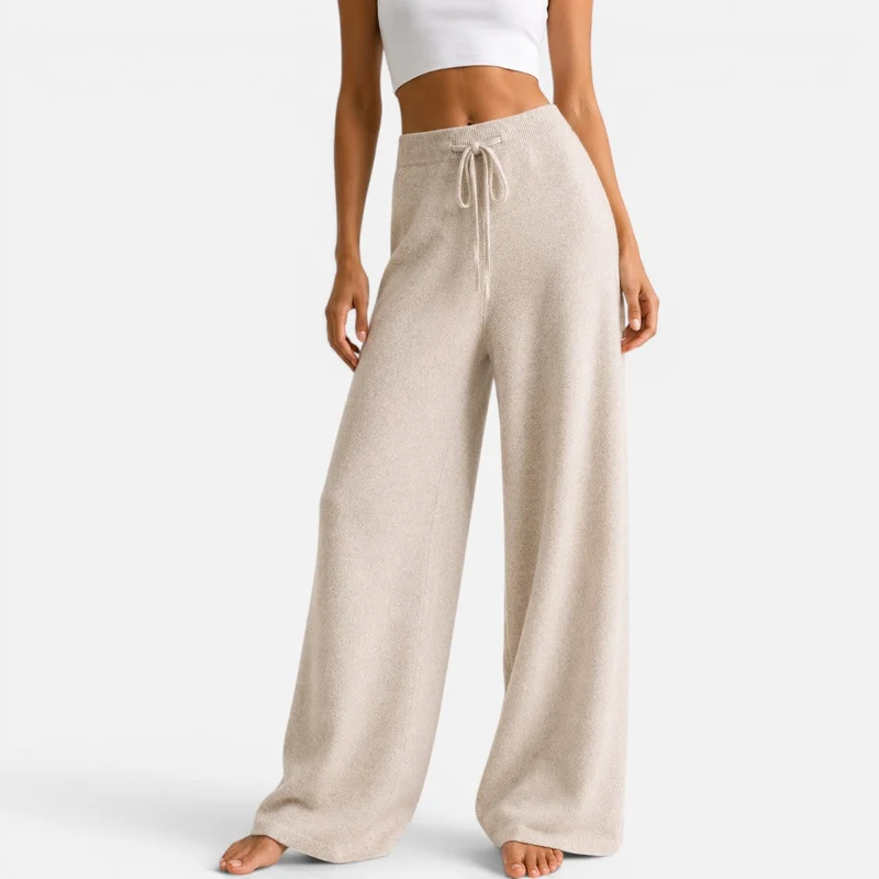 Damen Kaschmir Strickhose mit weitem Bein
