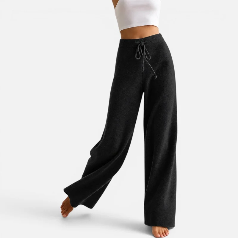 Damen Kaschmir Strickhose mit weitem Bein