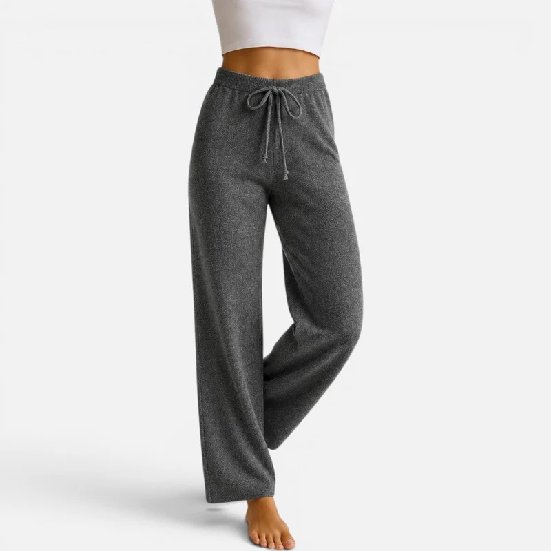 Damen Kaschmir Strickhose mit weitem Bein