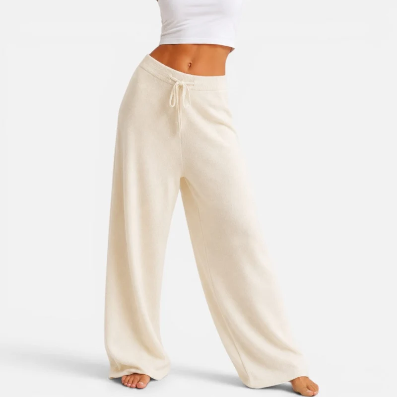 Damen Kaschmir Strickhose mit weitem Bein