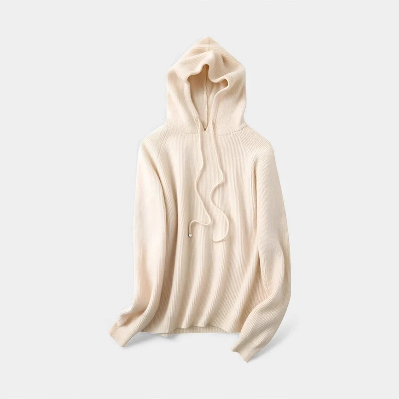 Damen Strick Hoodie mit weichem Rippmaterial