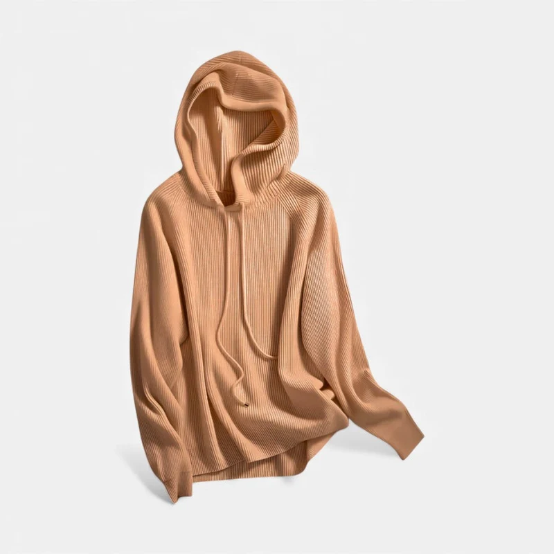 Damen Strick Hoodie mit weichem Rippmaterial