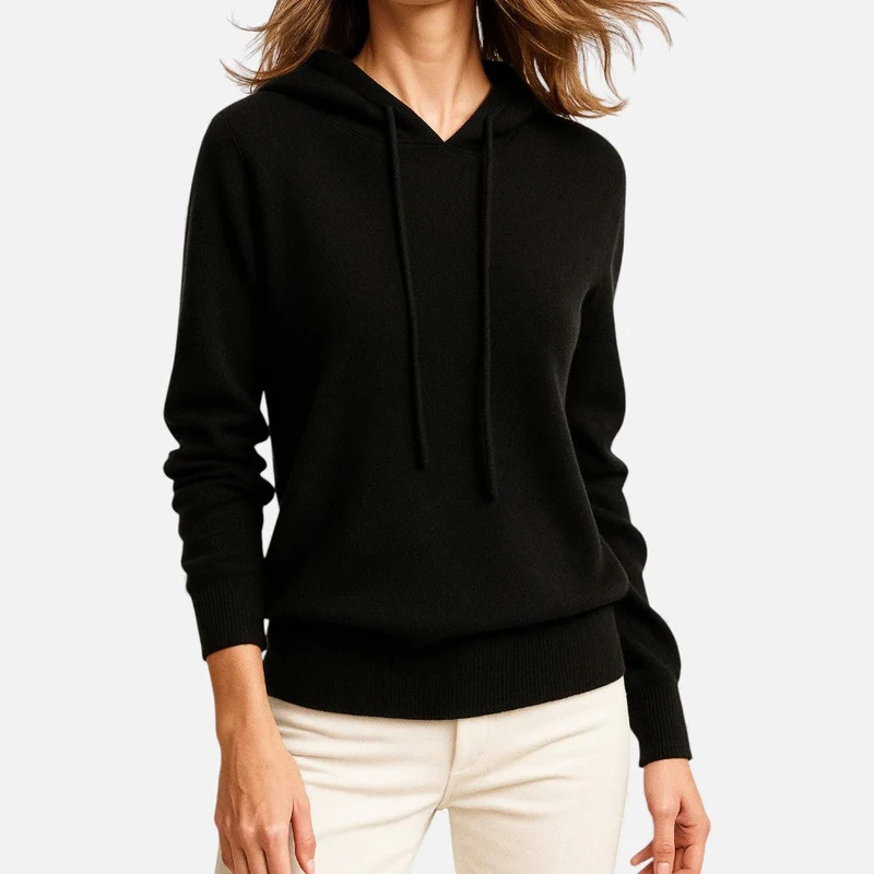 Damen Strick Hoodie mit weichem Rippmaterial