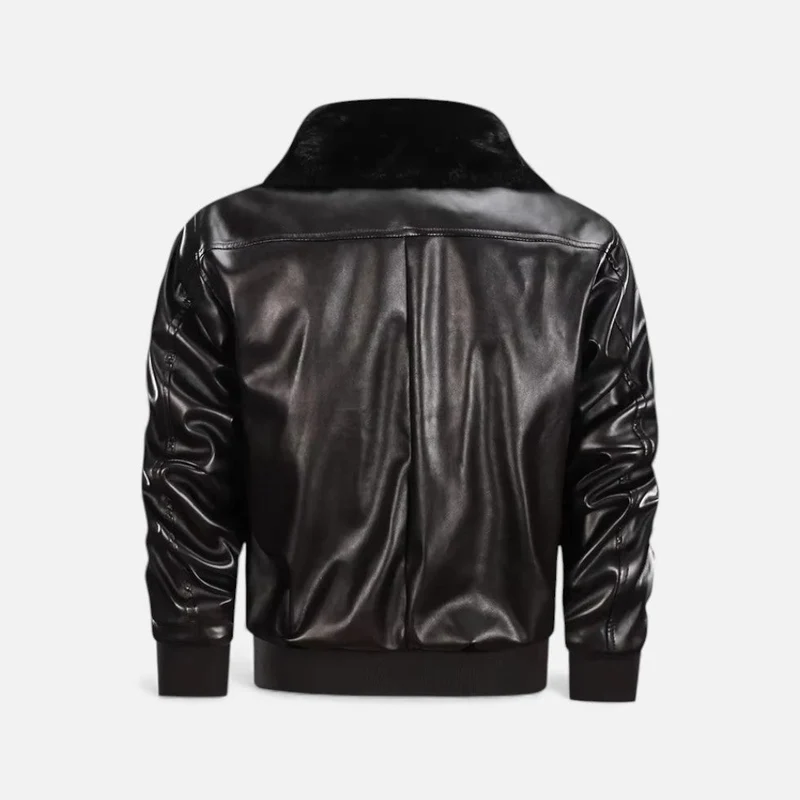 Herren Lederjacke mit Kunstfellkragen
