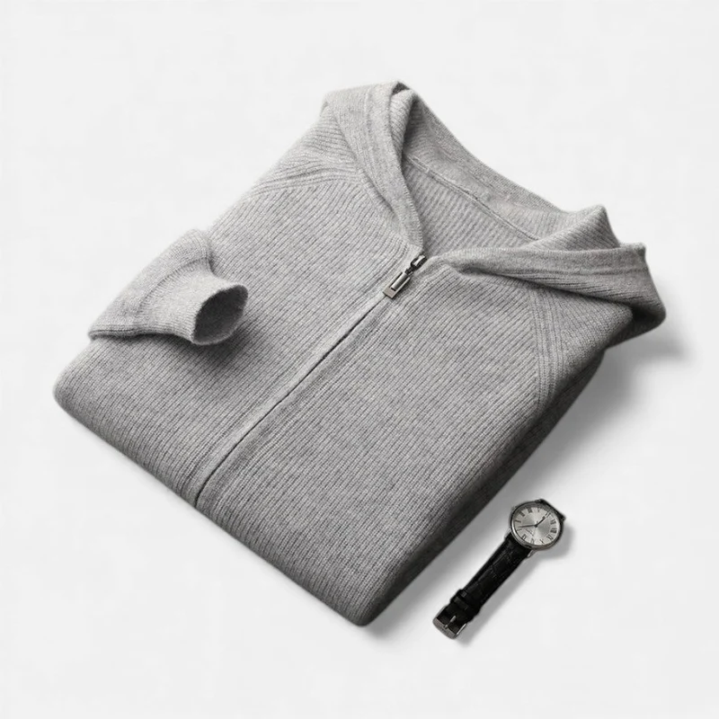 Herren Strick Hoodie mit Reißverschluss