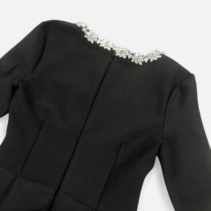 Samt Minikleid mit Ziersteinbesatz