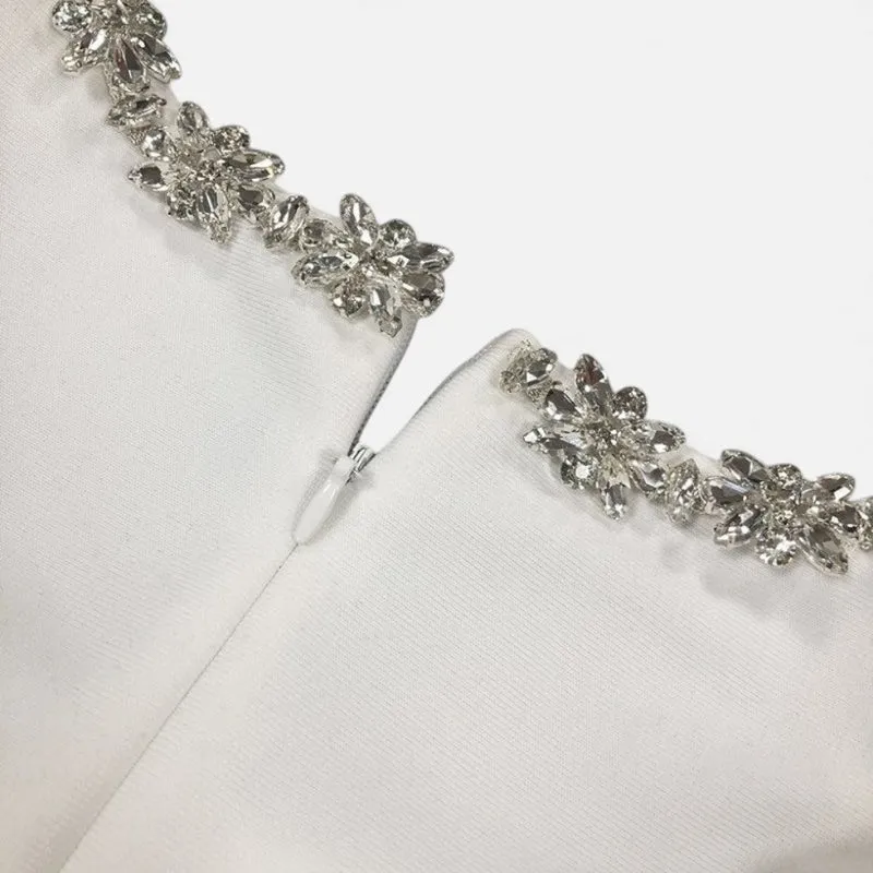Samt Minikleid mit Ziersteinbesatz