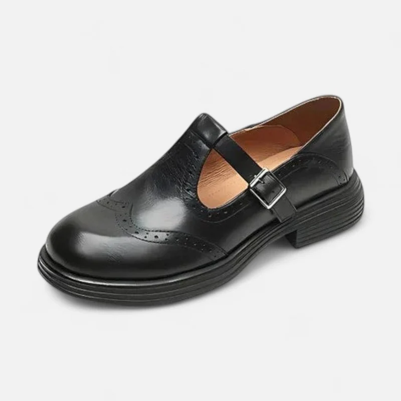 Damen Leder Slipper mit Schnalle