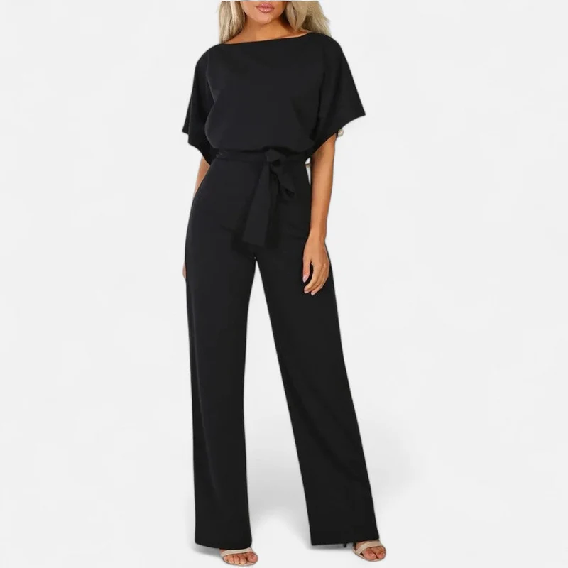 Eleganter Jumpsuit mit Bindegürtel und weitem Bein