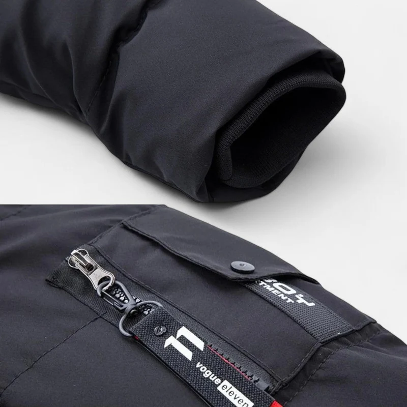 Herren Winterjacke mit Kapuze und Kunstfellkragen