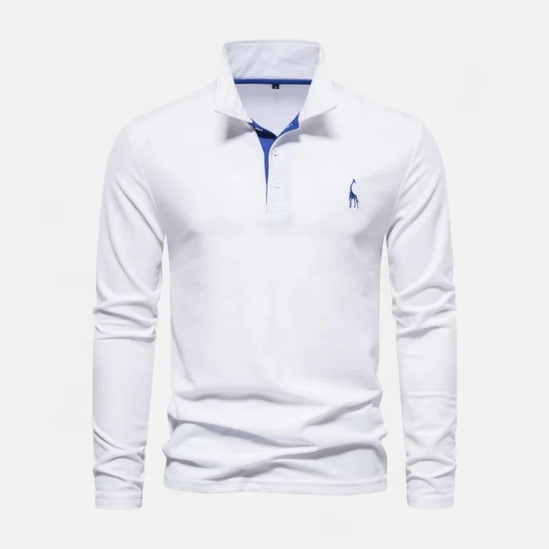 Langarm Poloshirt mit Kontrastkragen und Knopfleiste