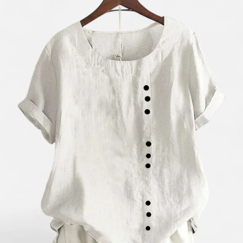 Leichte Bluse mit Knopfleiste und Rundhalsausschnitt für Damen