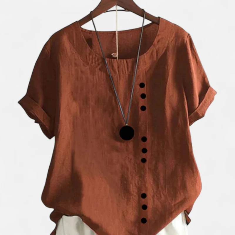 Leichte Bluse mit Knopfleiste und Rundhalsausschnitt für Damen
