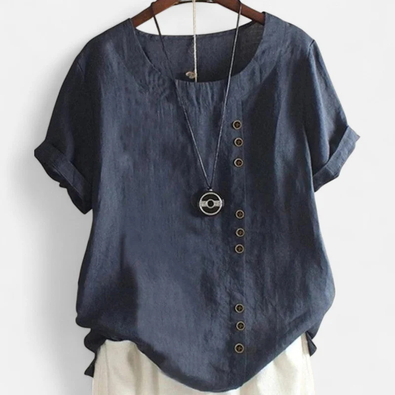 Leichte Bluse mit Knopfleiste und Rundhalsausschnitt für Damen
