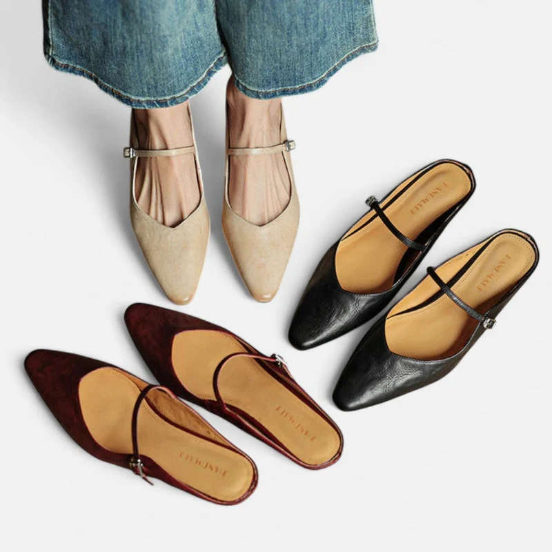 Mules mit Riemchen und spitzer Zehenpartie für Damen