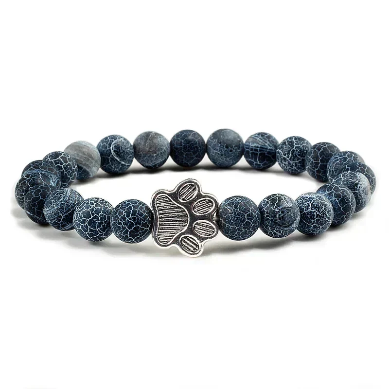 MELIA – Elegantes Perlenarmband mit charmantem Pfotenanhänger aus natürlichem Steinstoff
