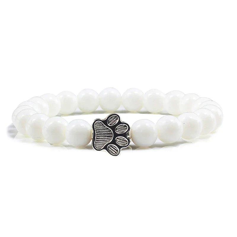 MELIA – Elegantes Perlenarmband mit charmantem Pfotenanhänger aus natürlichem Steinstoff