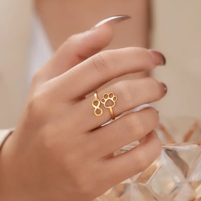 AYLA – Eleganter verstellbarer Infinity-Pfotenring aus hochwertigem Edelstahl