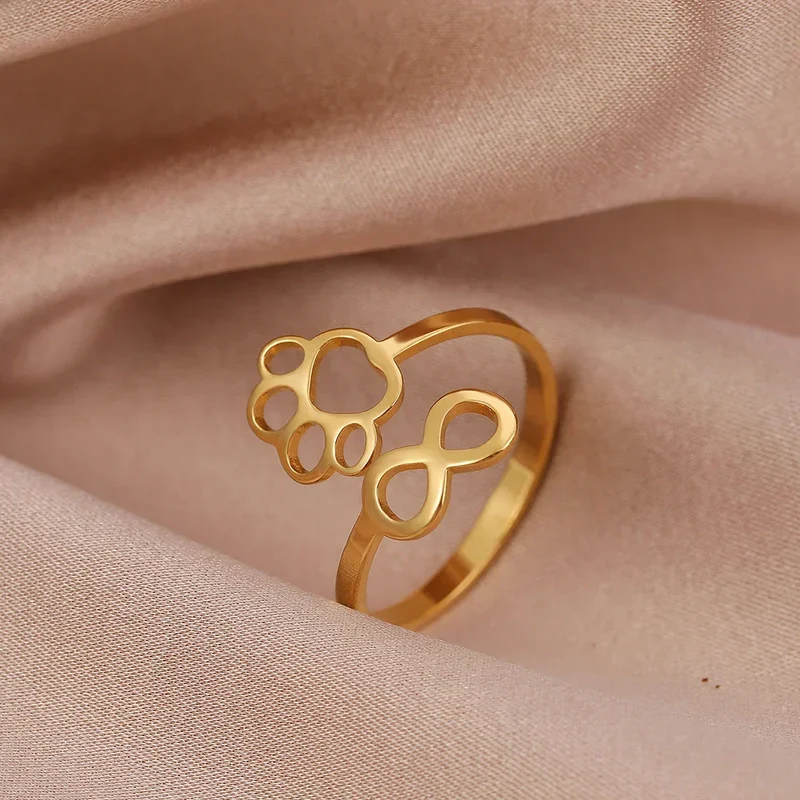 AYLA – Eleganter verstellbarer Infinity-Pfotenring aus hochwertigem Edelstahl