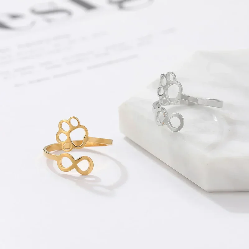 AYLA – Eleganter verstellbarer Infinity-Pfotenring aus hochwertigem Edelstahl
